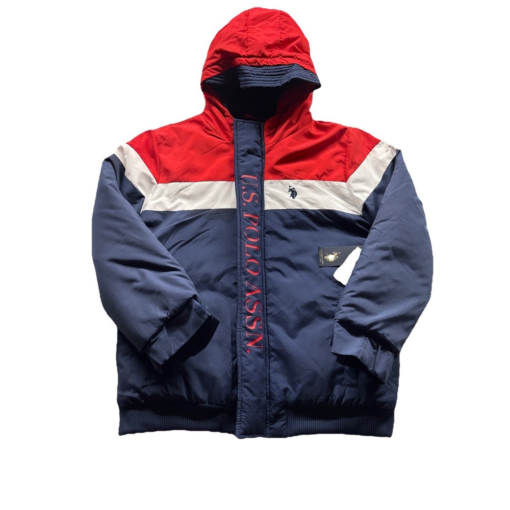 U.S. Polo Assn Boys Red, Blue & White Coat Jacket Full Front Zip As 14-16 XL